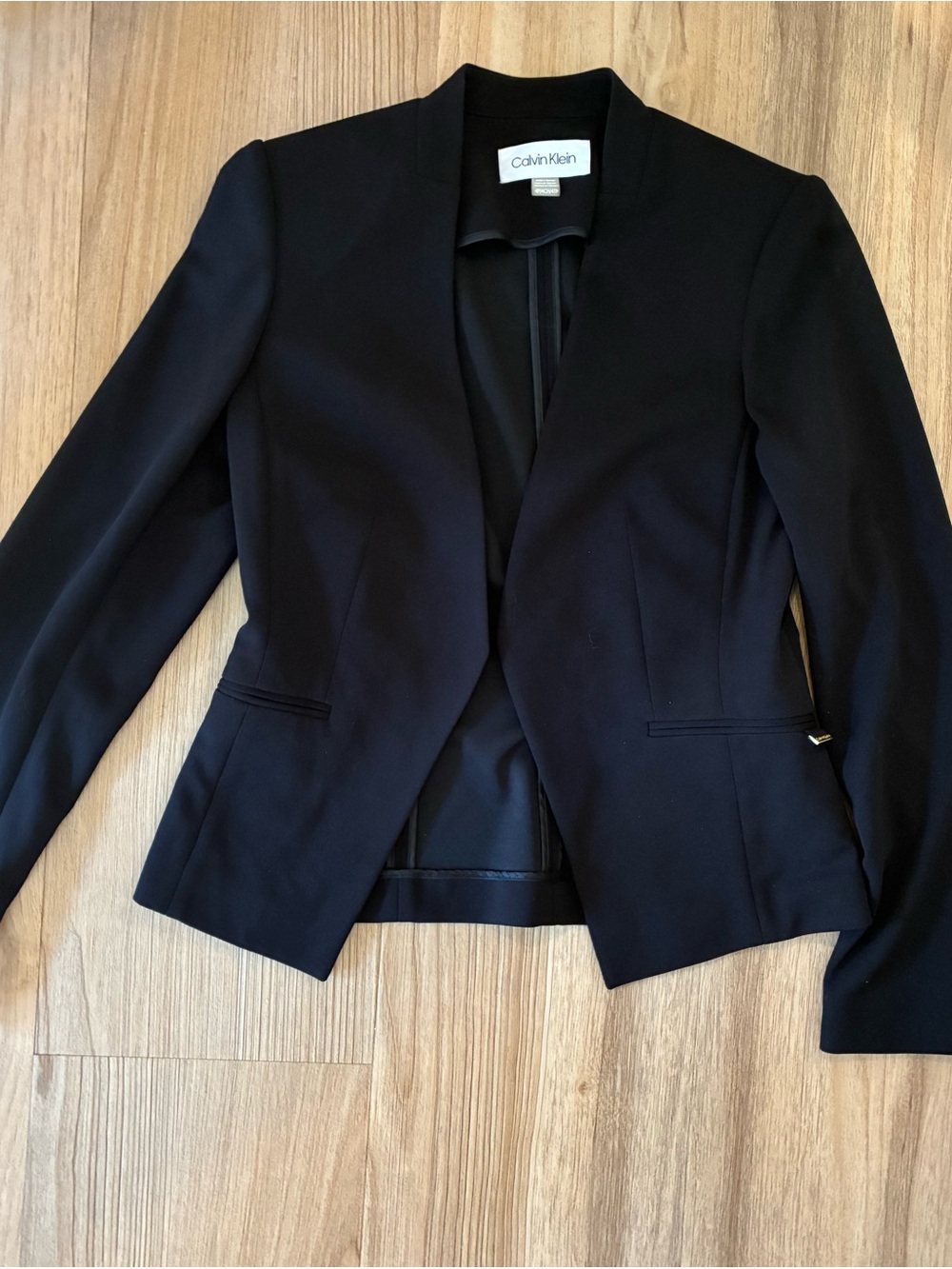Calvin Klein Women's Black Open-Front Tailored Blazer